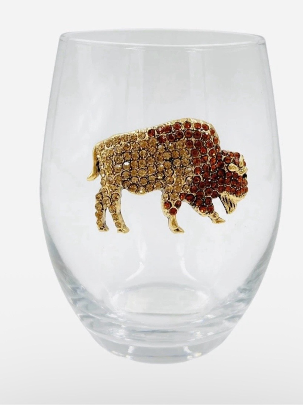 Buffalo Bills Stemless
Bejeweled Two-Tone Gold
Wine Goblet. Holds 11.75 Oz.
New